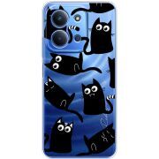 Прозорий чохол BoxFace Xiaomi Redmi 15C с 3D-глазками Black Kitty