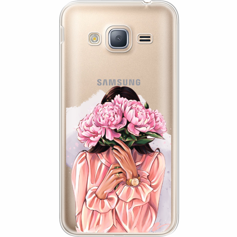 Прозрачный чехол Uprint Samsung J320 Galaxy J3 Девушка с Пионами