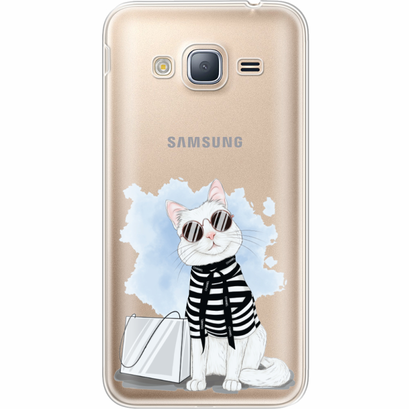 Прозрачный чехол Uprint Samsung J320 Galaxy J3 Cat Style