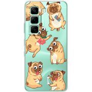 Прозорий чохол BoxFace Infinix Hot 60i с 3D-глазками Pug