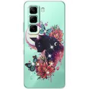 Чохол зі стразами Infinix Hot 60i Cat in Flowers