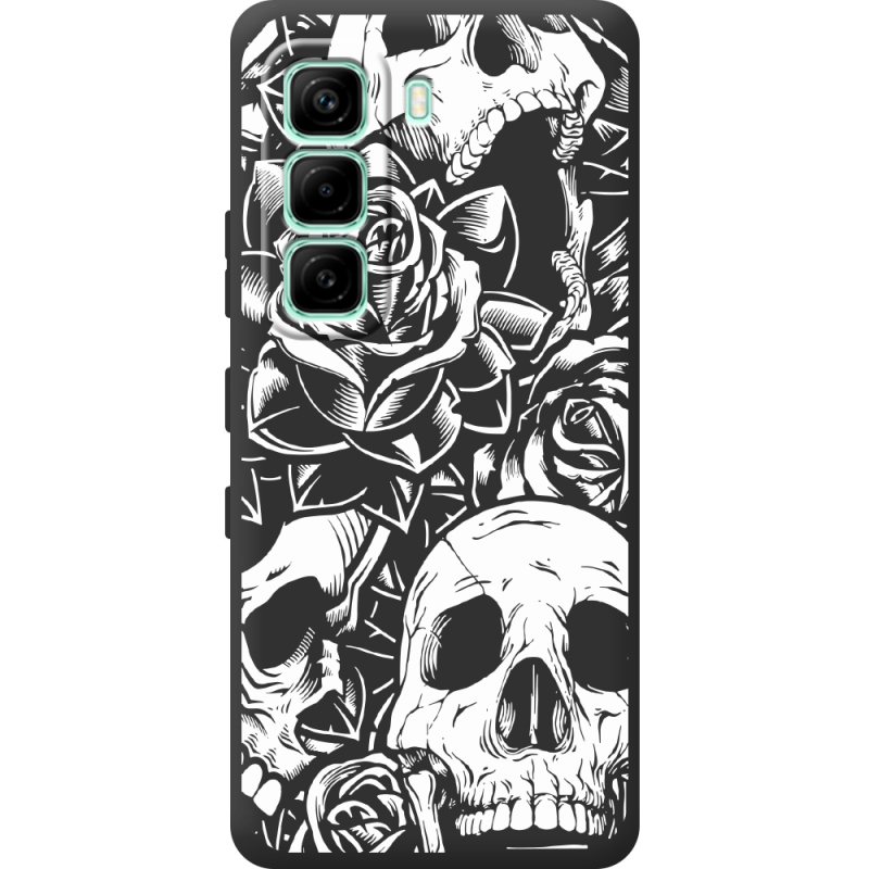 Чорний чохол BoxFace Infinix Hot 60i Skull and Roses