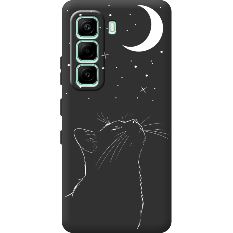 Чорний чохол BoxFace Infinix Hot 60i Місячний кіт