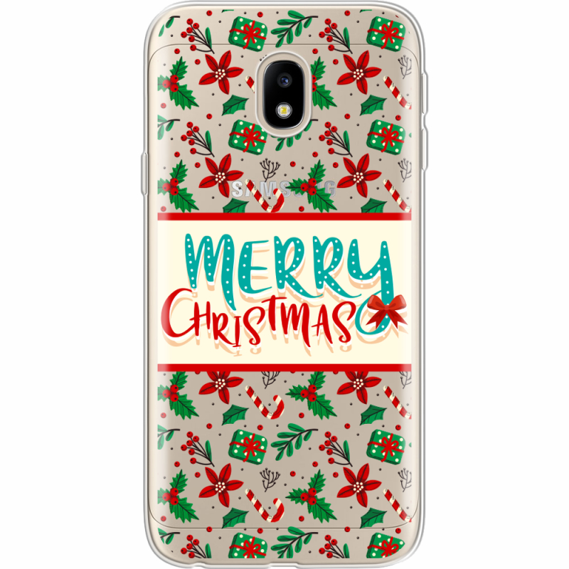 Прозрачный чехол Uprint Samsung J330 Galaxy J3 2017 Vintage Christmas Pattern
