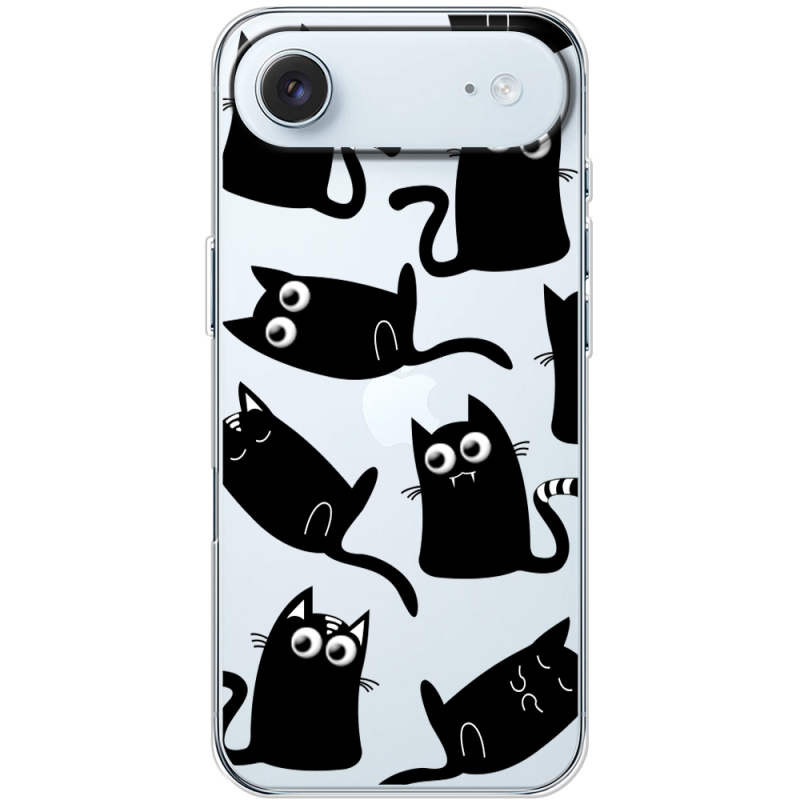 Прозорий чохол BoxFace Apple iPhone 17 Air с 3D-глазками Black Kitty