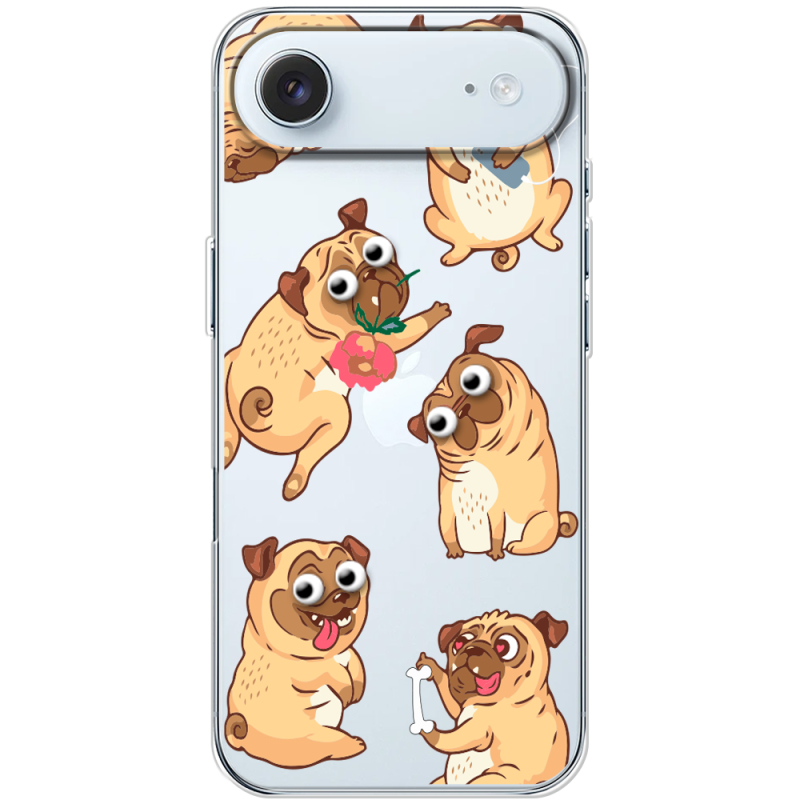 Прозорий чохол BoxFace Apple iPhone 17 Air с 3D-глазками Pug