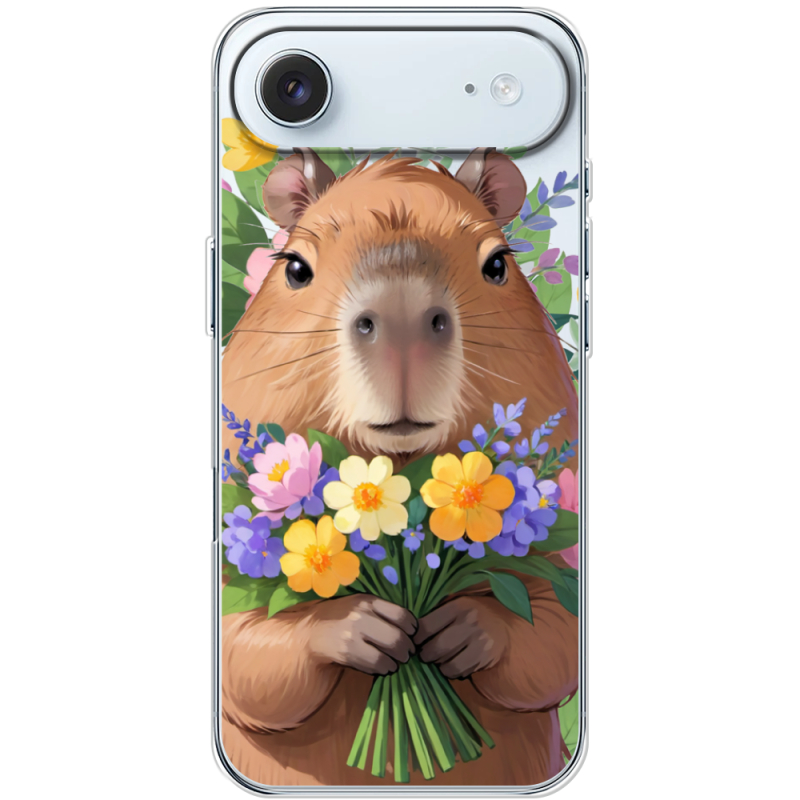 Прозорий чохол BoxFace Apple iPhone 17 Air Капибара з квітами