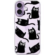 Прозорий чохол BoxFace Apple iPhone 17 с 3D-глазками Black Kitty