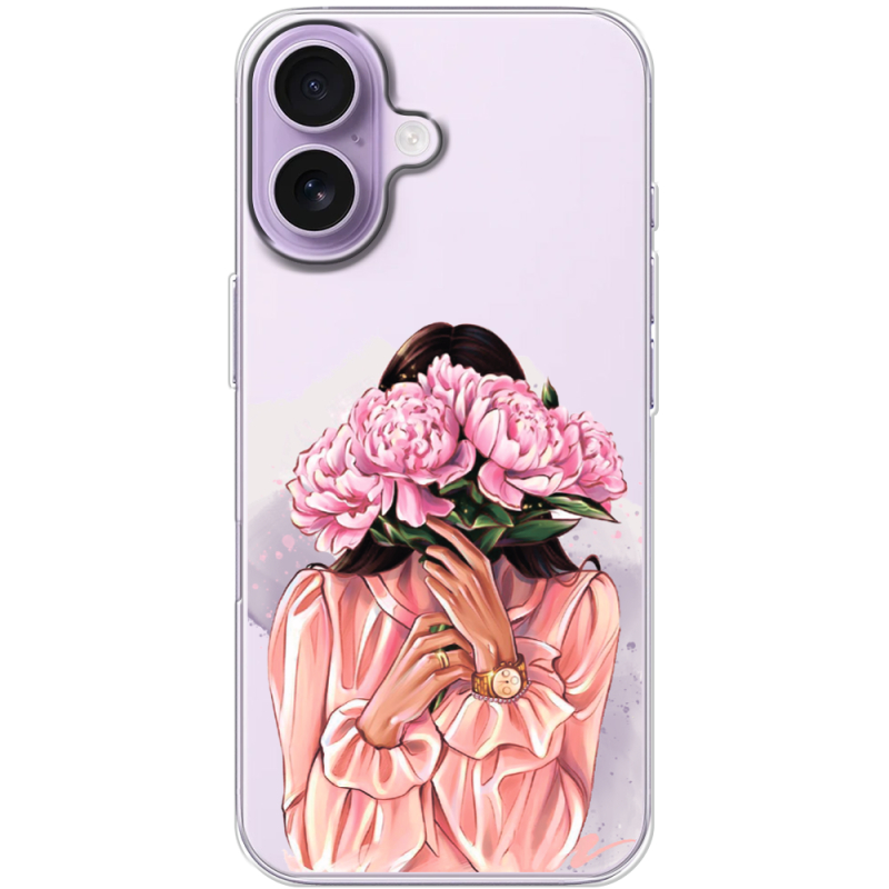 Прозорий чохол BoxFace Apple iPhone 17 Девушка с Пионами