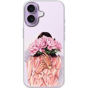 Прозорий чохол BoxFace Apple iPhone 17 Девушка с Пионами
