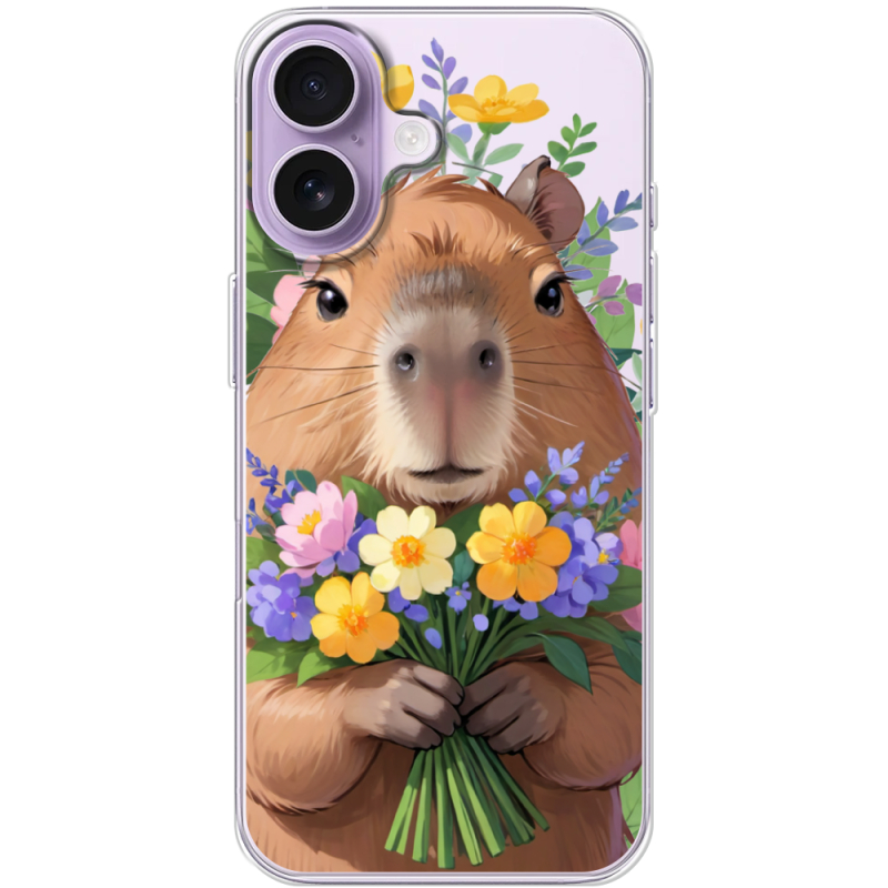 Прозорий чохол BoxFace Apple iPhone 17 Капибара з квітами
