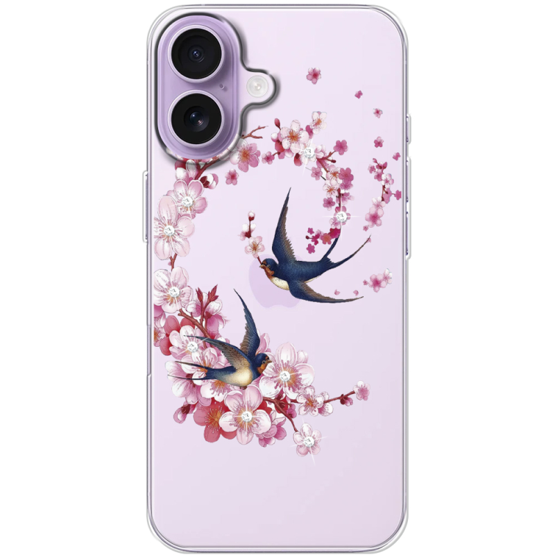 Чохол зі стразами Apple iPhone 17 Swallows and Bloom
