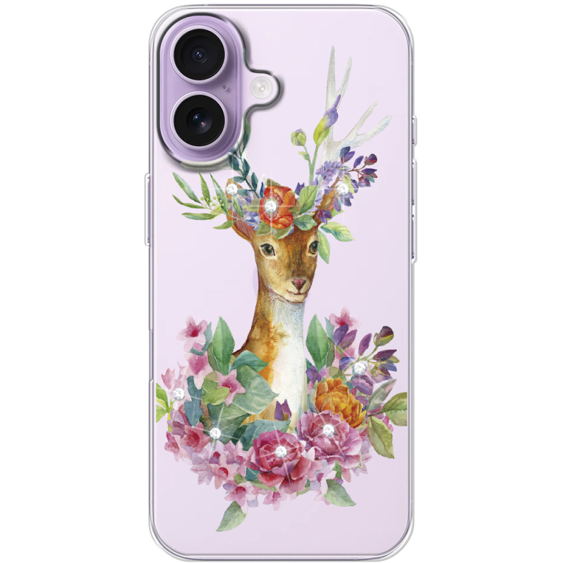 Чохол зі стразами Apple iPhone 17 Deer with flowers