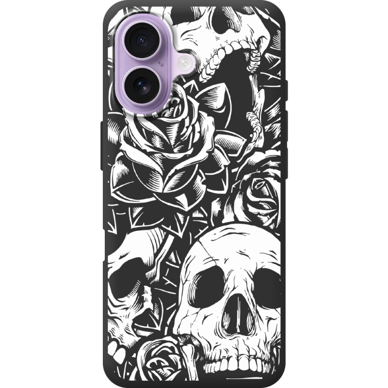 Чорний чохол BoxFace Apple iPhone 17 Skull and Roses