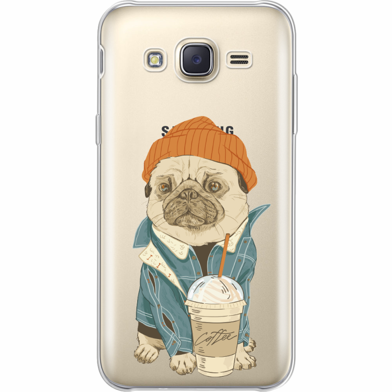 Прозрачный чехол Uprint Samsung J500H Galaxy J5 Dog Coffeeman