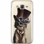 Прозрачный чехол Uprint Samsung J500H Galaxy J5 Steampunk Cat