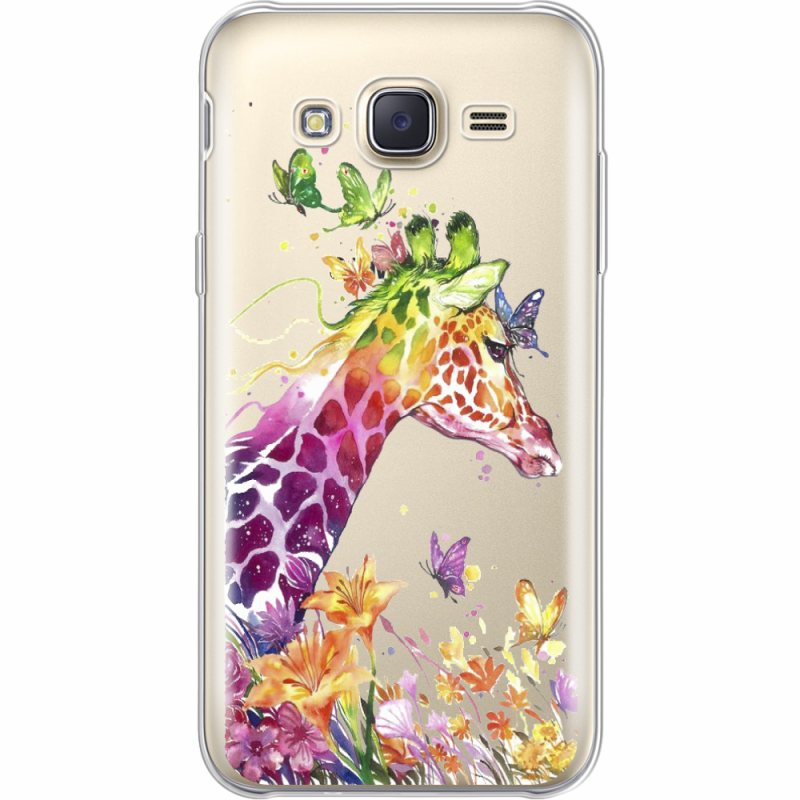 Прозрачный чехол Uprint Samsung J500H Galaxy J5 Colorful Giraffe