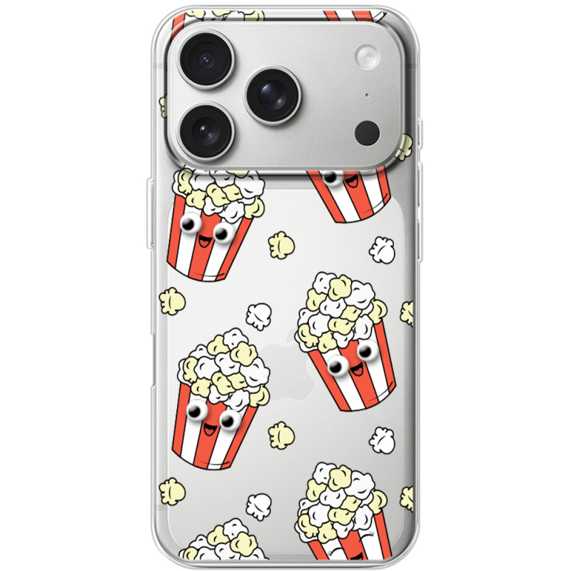 Прозорий чохол BoxFace Apple iPhone 17 Pro с 3D-глазками Popcorn