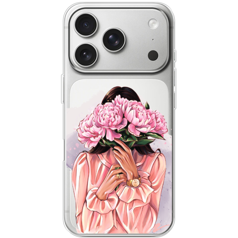 Прозорий чохол BoxFace Apple iPhone 17 Pro Девушка с Пионами