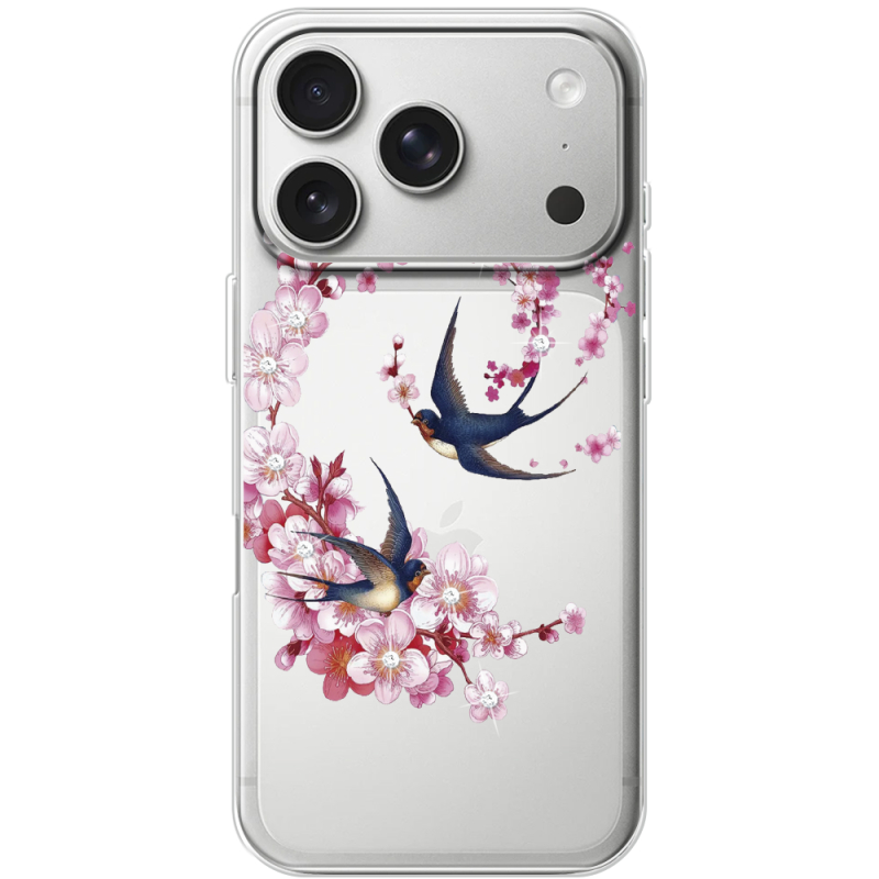 Чохол зі стразами Apple iPhone 17 Pro Swallows and Bloom