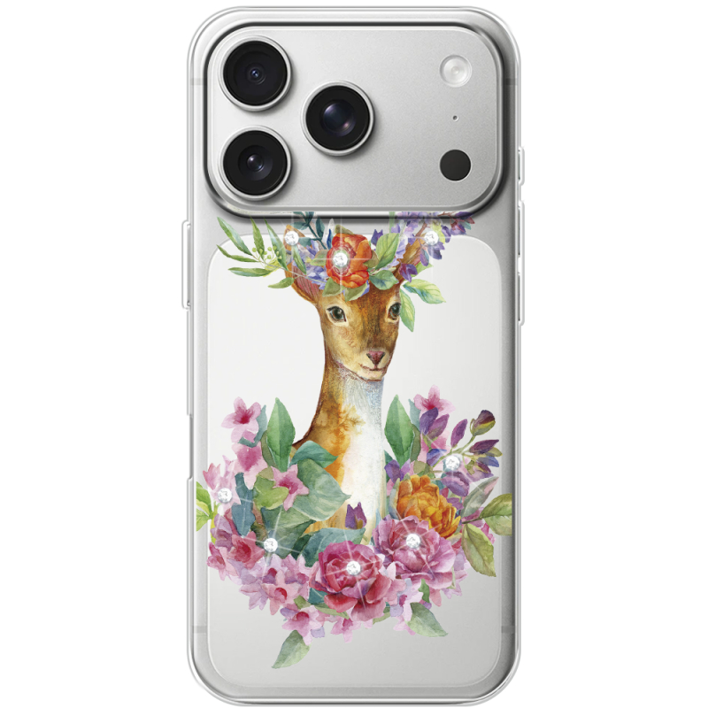 Чохол зі стразами Apple iPhone 17 Pro Deer with flowers