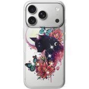 Чохол зі стразами Apple iPhone 17 Pro Cat in Flowers
