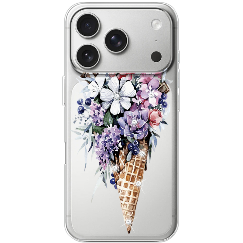 Чохол зі стразами Apple iPhone 17 Pro Ice Cream Flowers