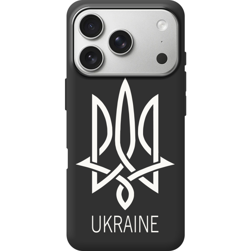 Чорний чохол BoxFace Apple iPhone 17 Pro Тризуб монограмма ukraine