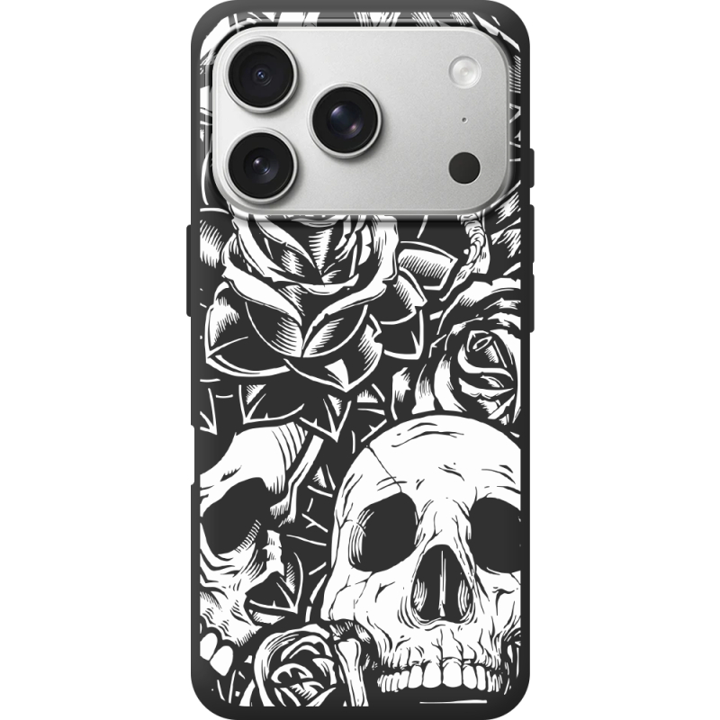 Чорний чохол BoxFace Apple iPhone 17 Pro Skull and Roses