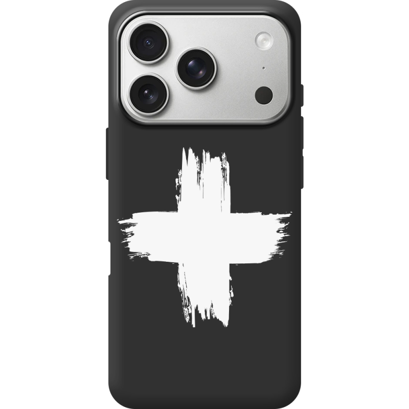 Чорний чохол BoxFace Apple iPhone 17 Pro Білий хрест ЗСУ