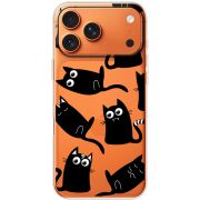 Прозорий чохол BoxFace Apple iPhone 17 Pro Max с 3D-глазками Black Kitty