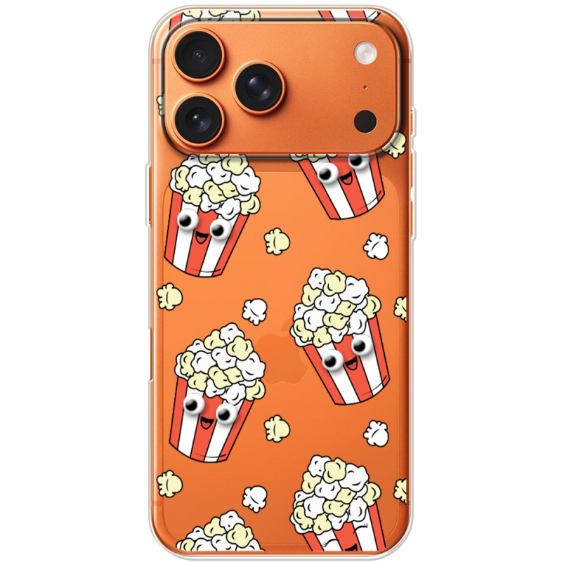 Прозорий чохол BoxFace Apple iPhone 17 Pro Max с 3D-глазками Popcorn