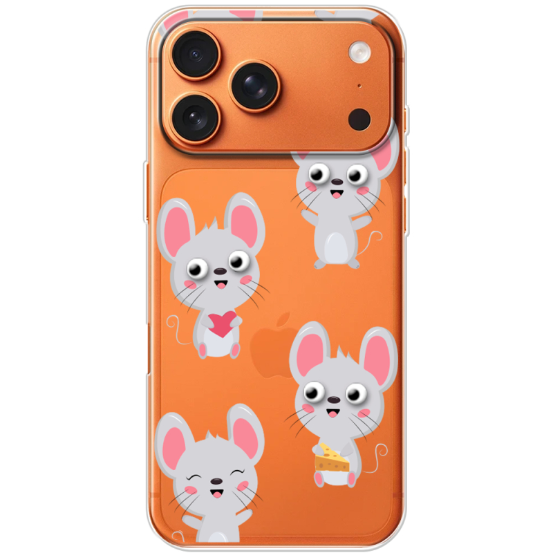 Прозорий чохол BoxFace Apple iPhone 17 Pro Max с 3D-глазками Mouse