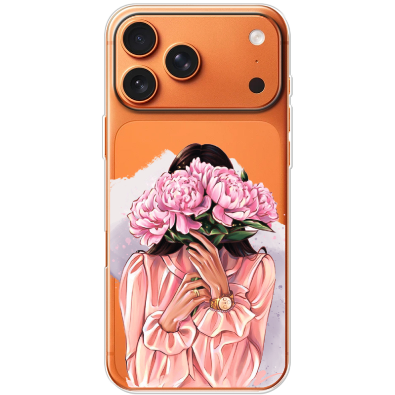 Прозорий чохол BoxFace Apple iPhone 17 Pro Max Девушка с Пионами