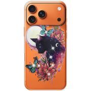 Чохол зі стразами Apple iPhone 17 Pro Max Cat in Flowers