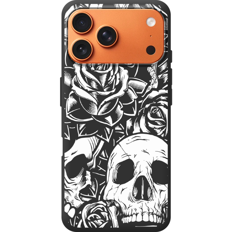 Чорний чохол BoxFace Apple iPhone 17 Pro Max Skull and Roses