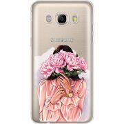 Прозрачный чехол Uprint Samsung J510 Galaxy J5 2016 Девушка с Пионами