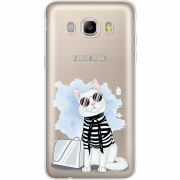 Прозрачный чехол Uprint Samsung J710 Galaxy J7 2016 Cat Style
