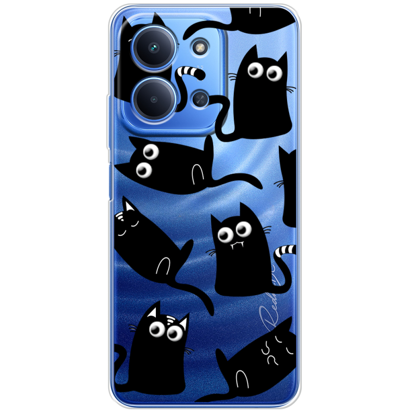 Прозорий чохол BoxFace Poco C85 с 3D-глазками Black Kitty