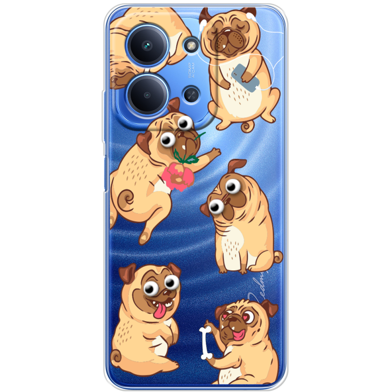 Прозорий чохол BoxFace Poco C85 с 3D-глазками Pug