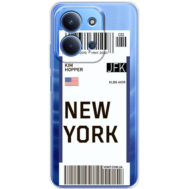 Прозорий чохол BoxFace Poco C85 Ticket New York