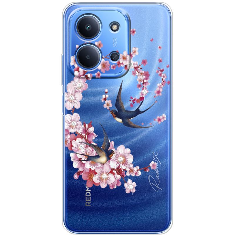 Чохол зі стразами Poco C85 Swallows and Bloom