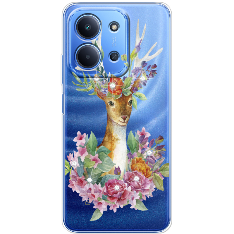 Чохол зі стразами Poco C85 Deer with flowers