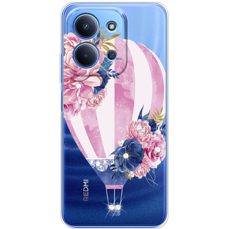 Чохол зі стразами Poco C85 Pink Air Baloon