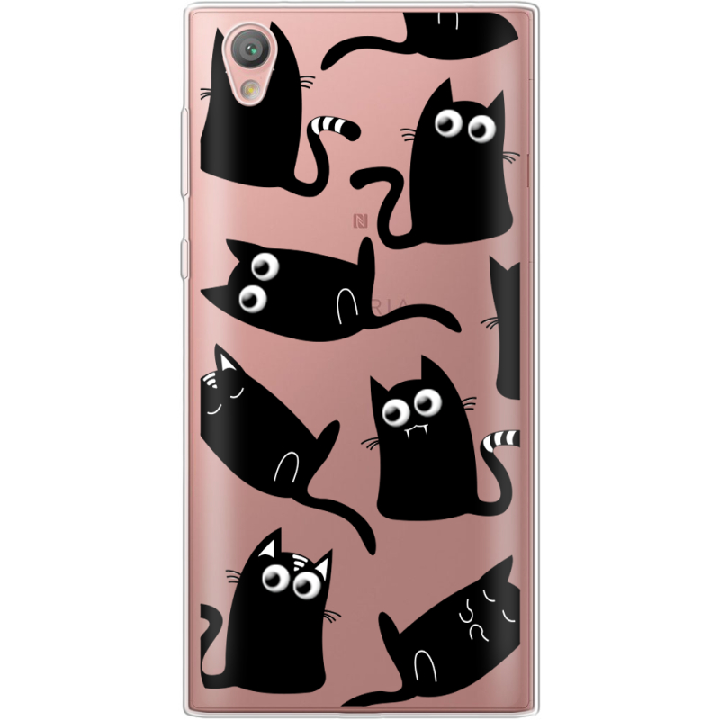 Прозрачный чехол Uprint Sony Xperia L1 G3312  с 3D-глазками Black Kitty