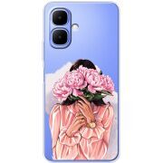 Прозорий чохол BoxFace Infinix Smart 10 Девушка с Пионами