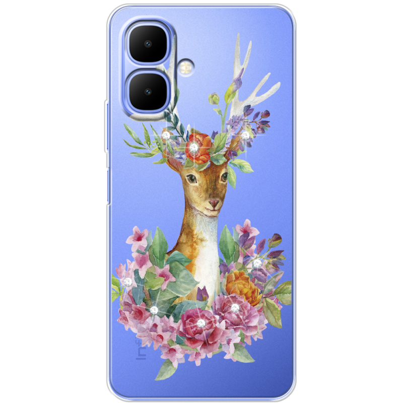 Чохол зі стразами Infinix Smart 10 Deer with flowers