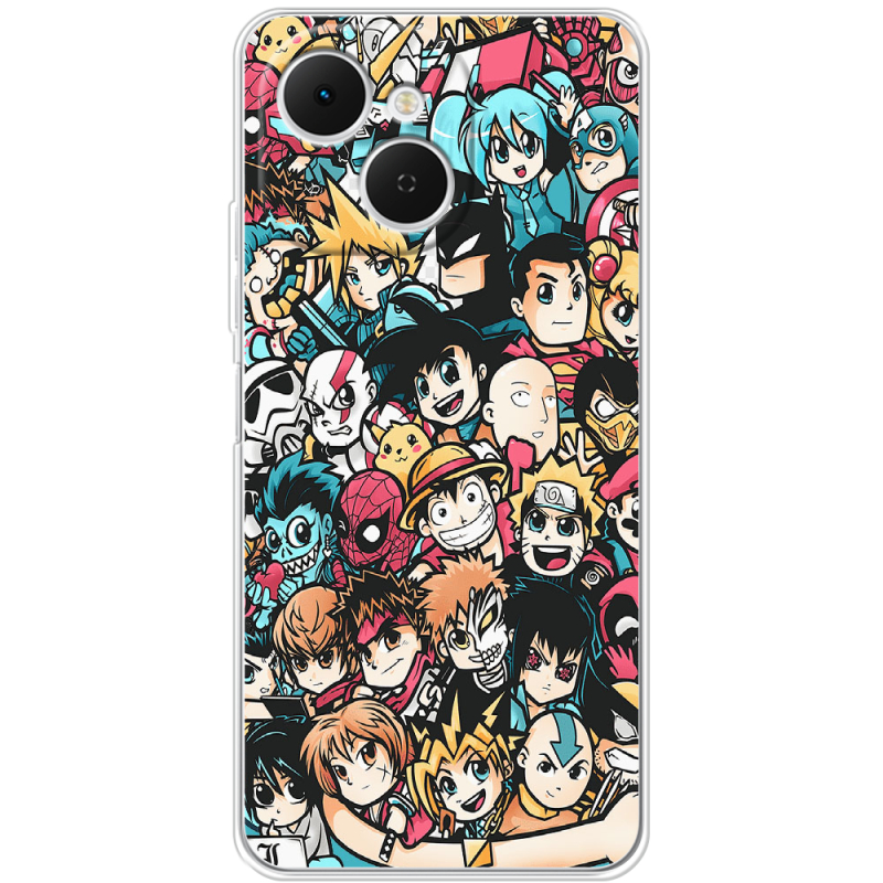 Чохол BoxFace Tecno Spark 40C Anime Stickers