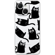 Прозорий чохол BoxFace Tecno Spark 40C с 3D-глазками Black Kitty