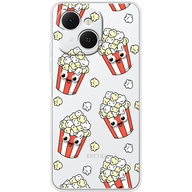 Прозорий чохол BoxFace Tecno Spark 40C с 3D-глазками Popcorn
